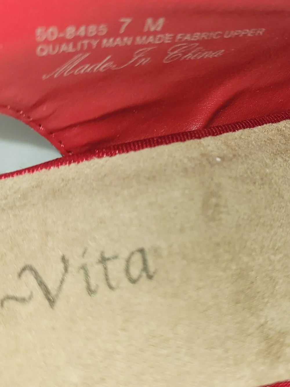 Elegant Bella Vita Red Silk Fabric Espadrille- Size 7M
